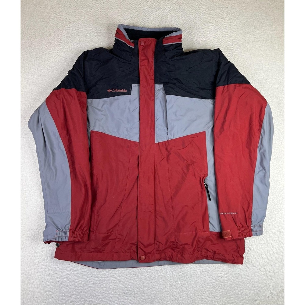 Columbia Mens Large Red Gray Bugaboo‎ Omni-Tech Interchange 3-in-1 Ski Jacket